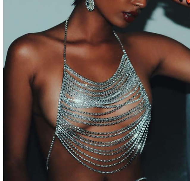 Gold Rhinestone Body Chain