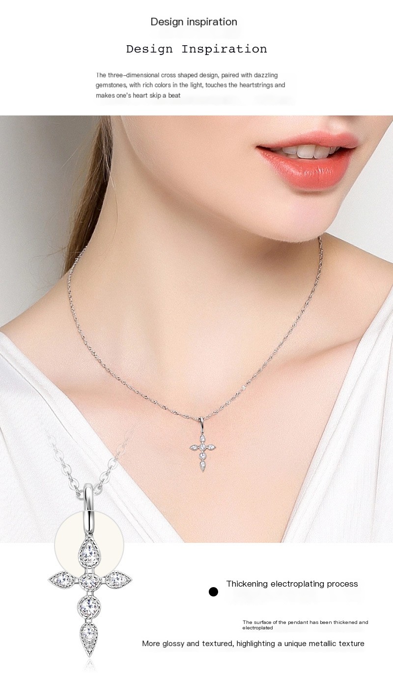 Moissanite Cross Pendant Necklace 3
