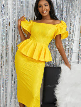 One-shoulder Ruffle Dress