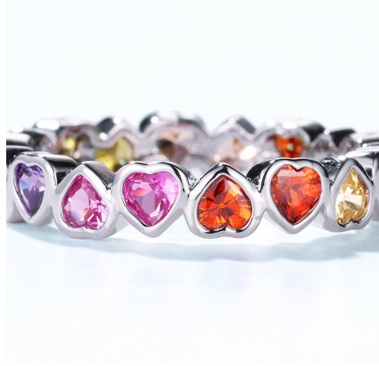 Mini Ring with Multicolored Hearts 2