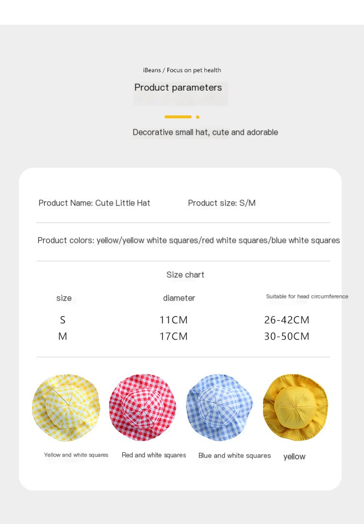 Pet Cute Fashion Plaid Sun Hat Image 1