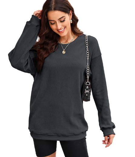Casual Style Solid Color Pullover