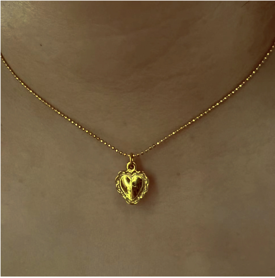18 Karat Gold Plated Heart with Cross Necklace Image 3