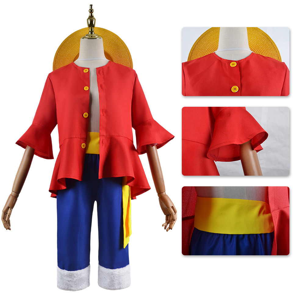 Luffy cos Clothing One Piece Clothes Two Years Later Second Generation cosplay Clothes Straw Hat Shoes Prop Clothing image