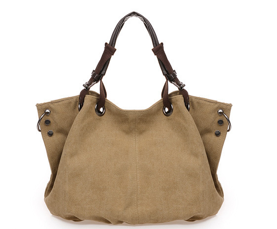 Canvas Shoulder Bag in Khaki