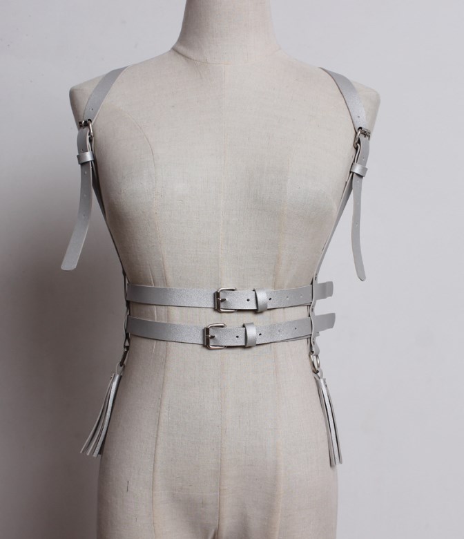 Dark Style Bundled Fringe Pendant Waist Cincher