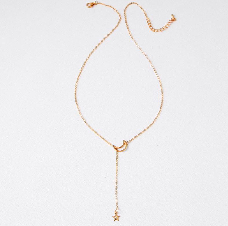 Simple Moon Star Pendant Choker Necklace