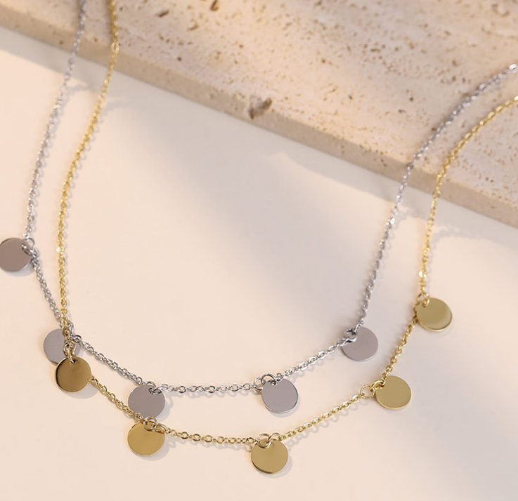 Geometric tassel necklace - Platinum