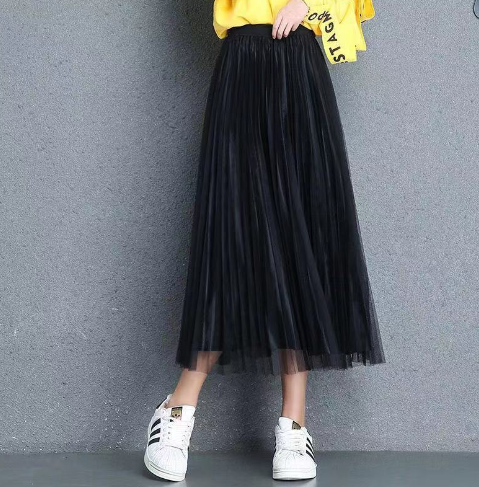 Pleated Tulle Skirt - Champagne