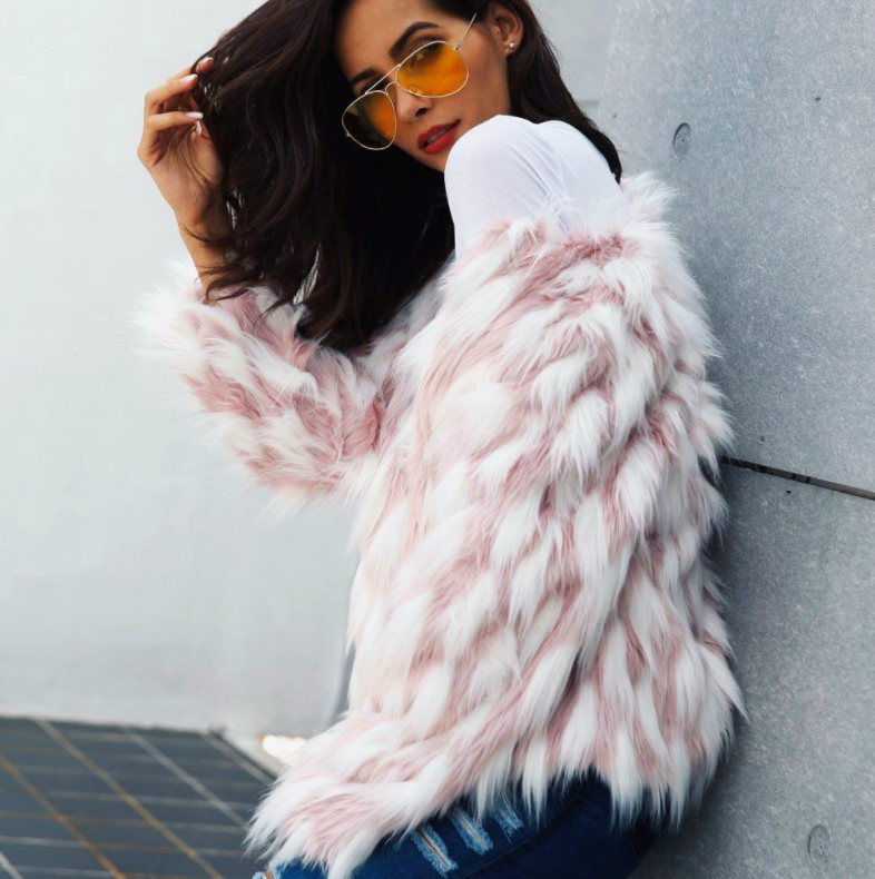 Faux Fur Coat Back View