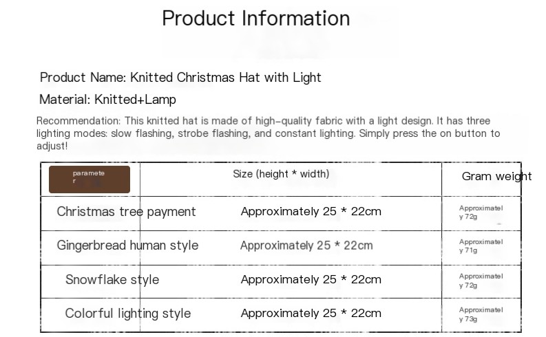 Knitted LED Christmas Hat