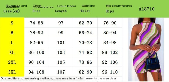 Fashion Slim Sleeveless Round Neck Striped Dress 1