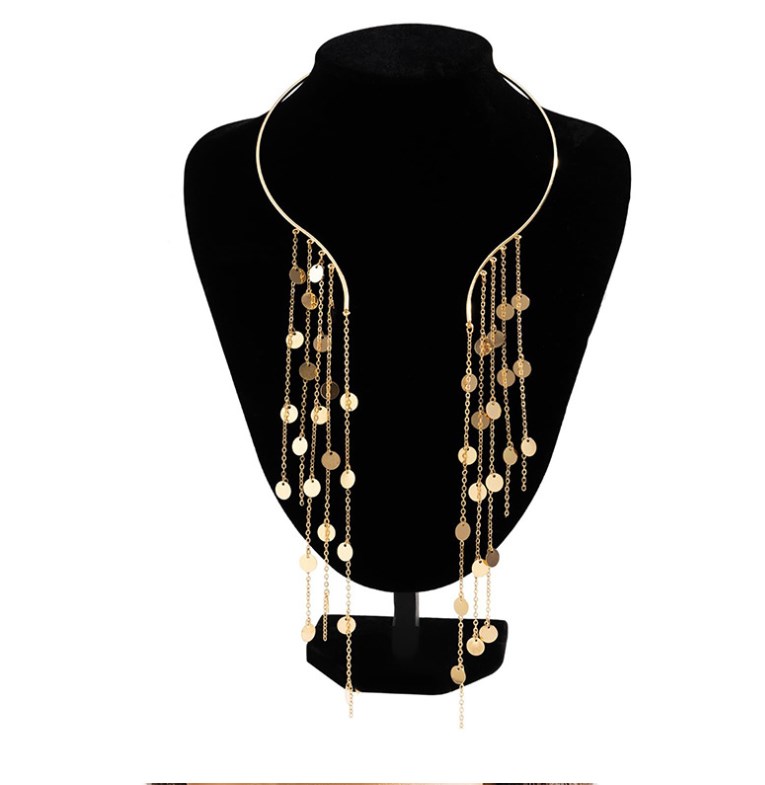 Cascading Medal Necklace Silver
