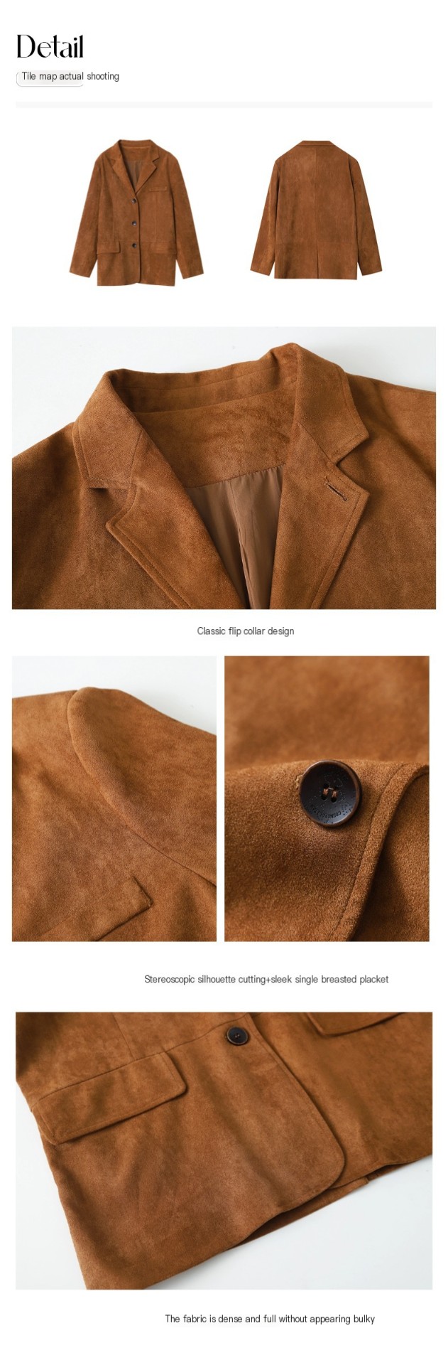 Suede silhouette loose suit jacket
