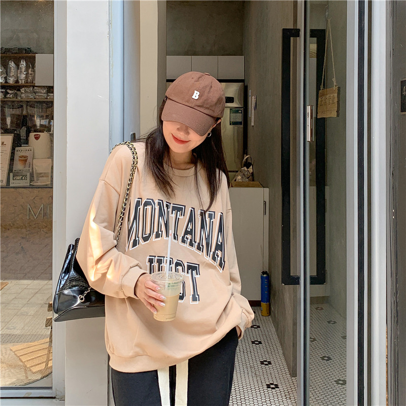Versatile Western Alphabet Print Slit Sweatshirt Image 2