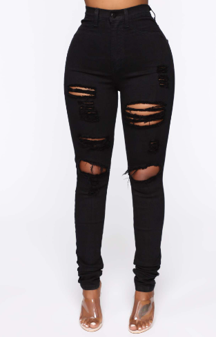 Black Raw Hem Skinny Jeans 2