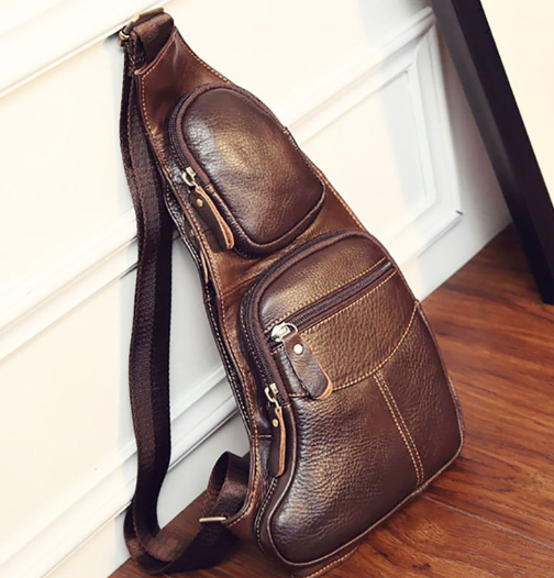 Bolsa Transversal Masculina em Couro Genuíno - Elegancy Premium