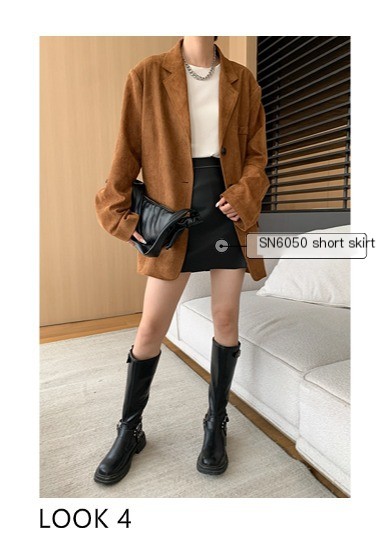 Suede silhouette loose suit jacket