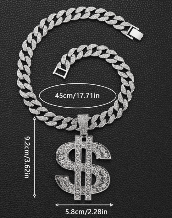 HIPHOP US Dollar Pendant Necklace