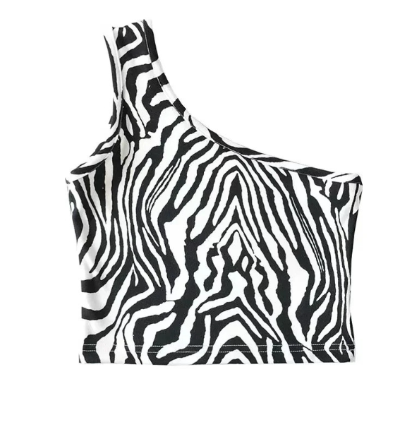 Zebra Print One Shoulder Camisole