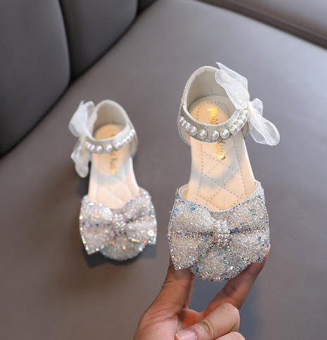 Sandália Infantil Festa Com Strass e Laço | Batizado | Casamento | Formatura - EBBS015