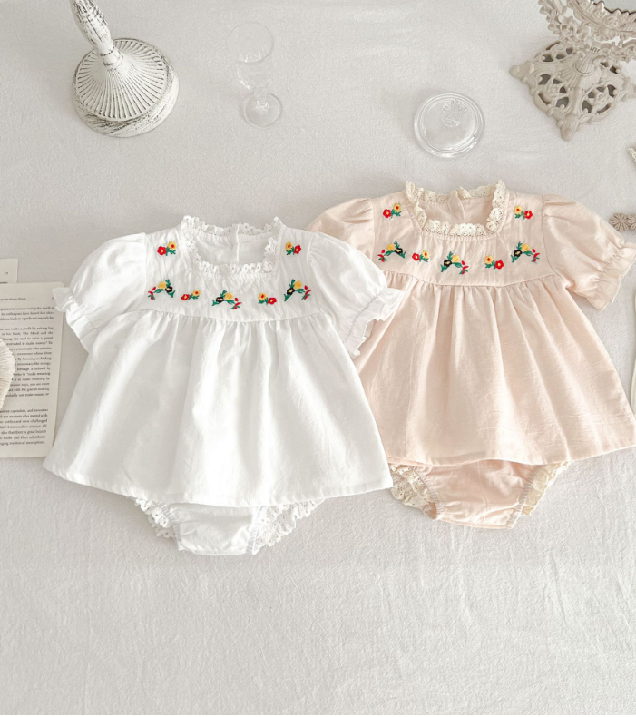 Melissa/ins风女宝刺绣蕾丝二件套 - Image 1