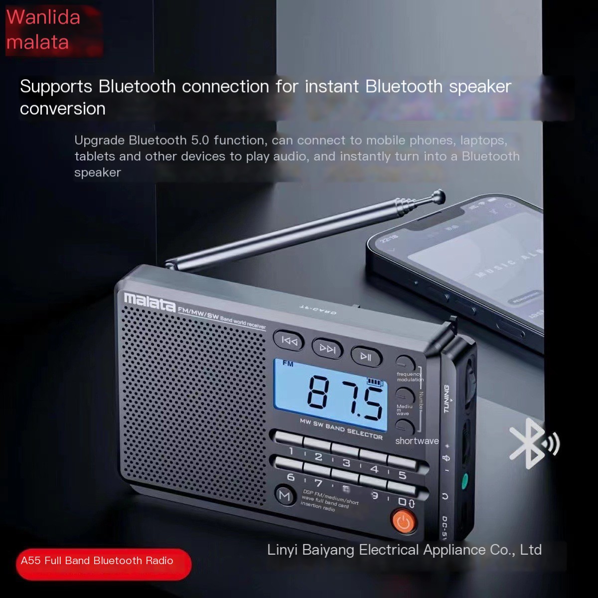 Wanlida A55 Bluetooth Radio