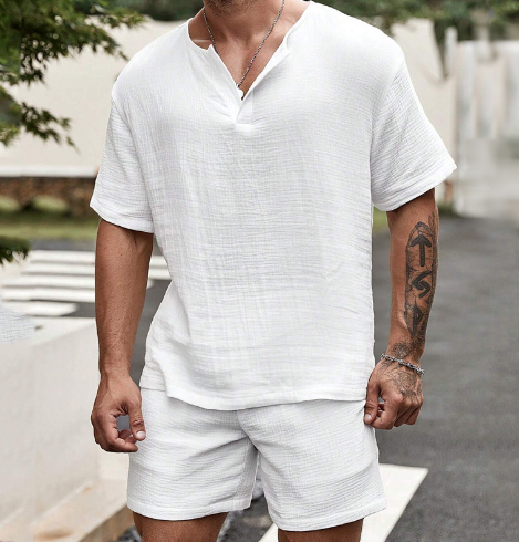 Breezy Cotton V-Neck Lounge Set Image 3