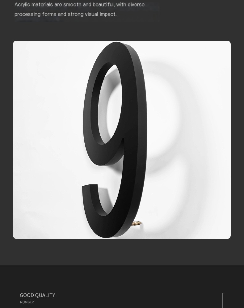 Cross-border foreign trade 8 inch acrylic semi-perforated large floating number modern residential street floor number