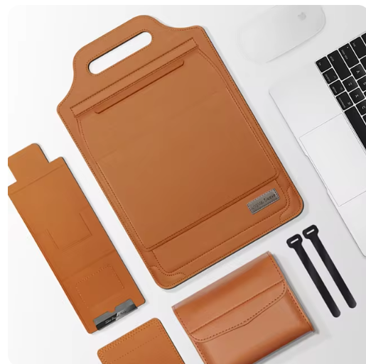 Leather Case with Stand for Notebook and Cell Phone image