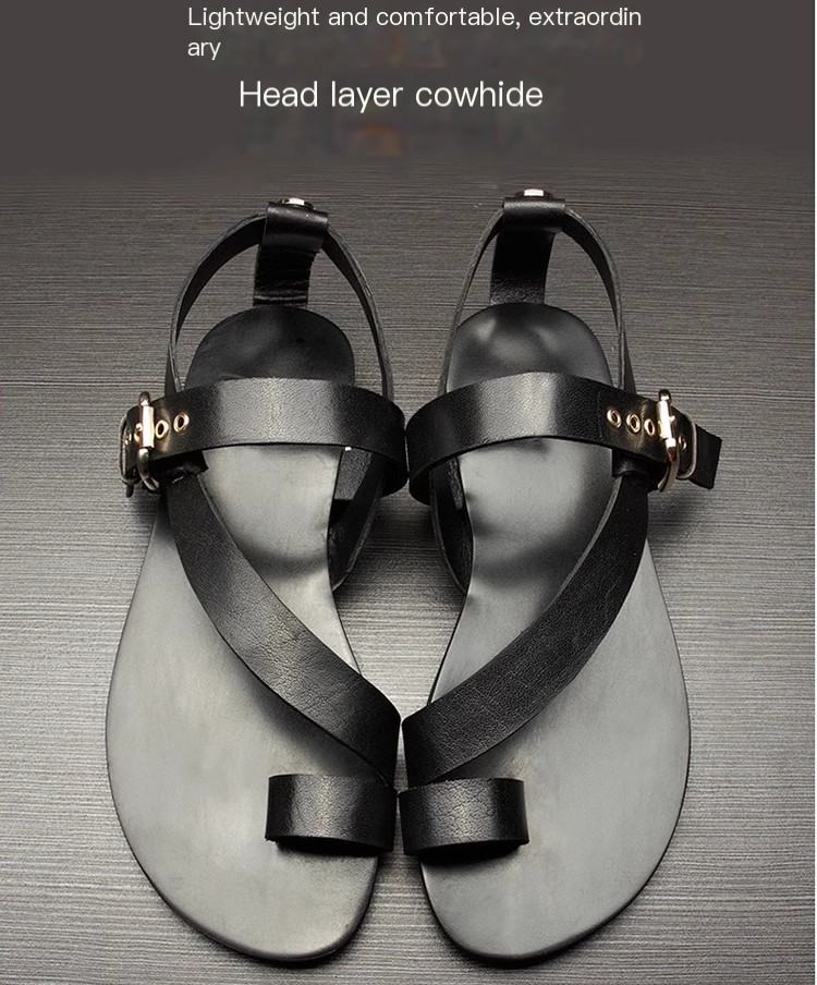 Men's Hollow Leather Roman Sandals