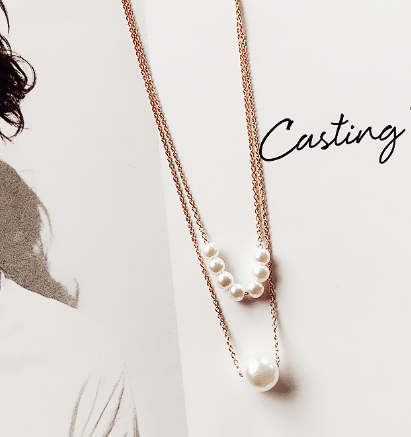 Double Layer Pearl Choker Necklace - Silver