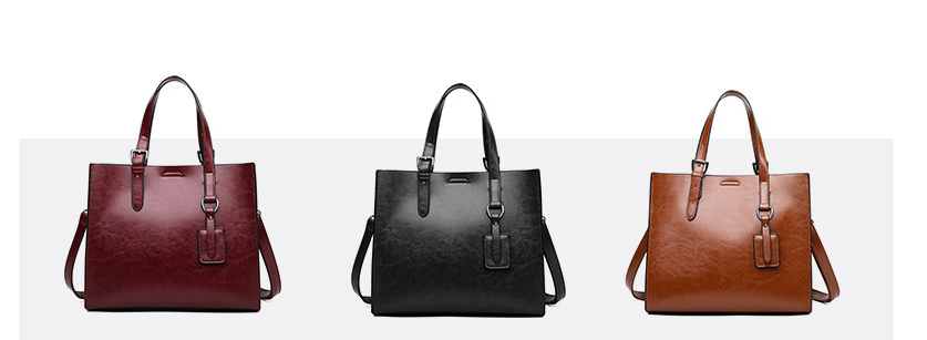 Genuine Leather Tote Bag - Preto
