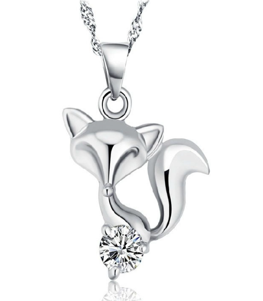 Fox Pendant Necklace - Purple