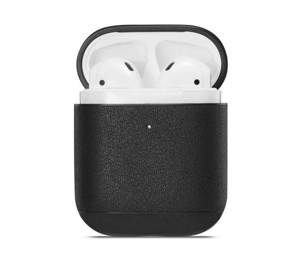 Leather Bluetooth Earphone Case - Black