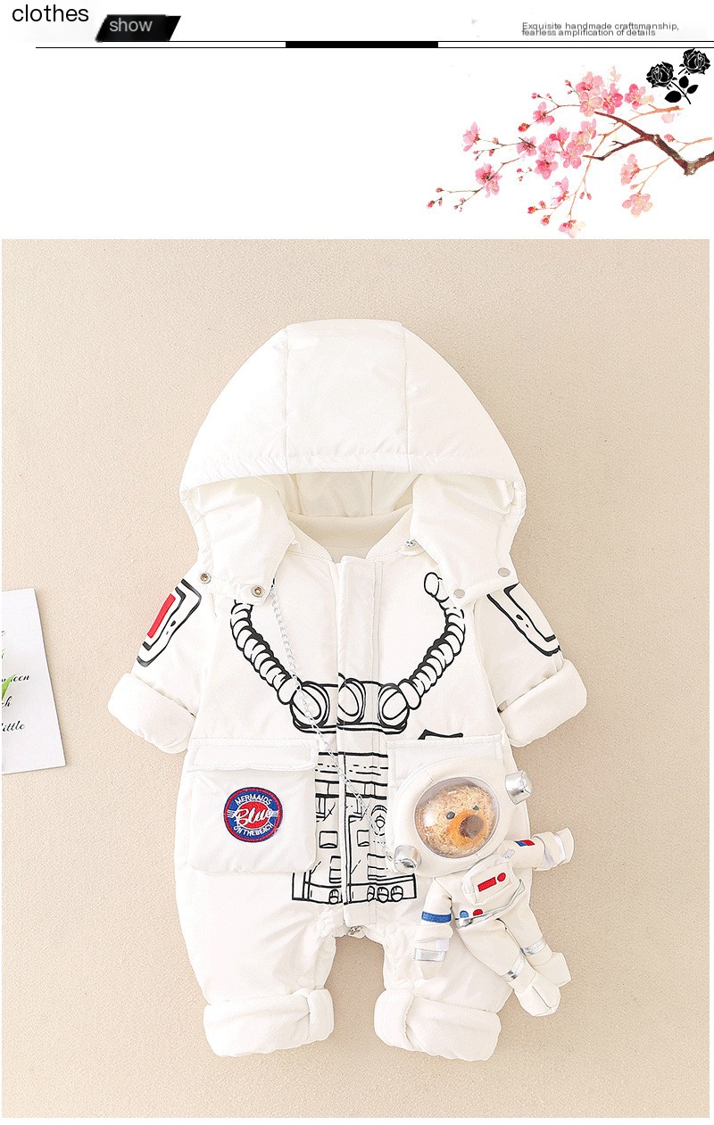Internet Celebrity Baby Siaman Clothes Down Jacket Baby Thickened Bear Climbing Clothes Newborn Winter Clothes Going Out Hooded Clothes