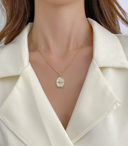 Close-up of Leaf Turquoise Necklace