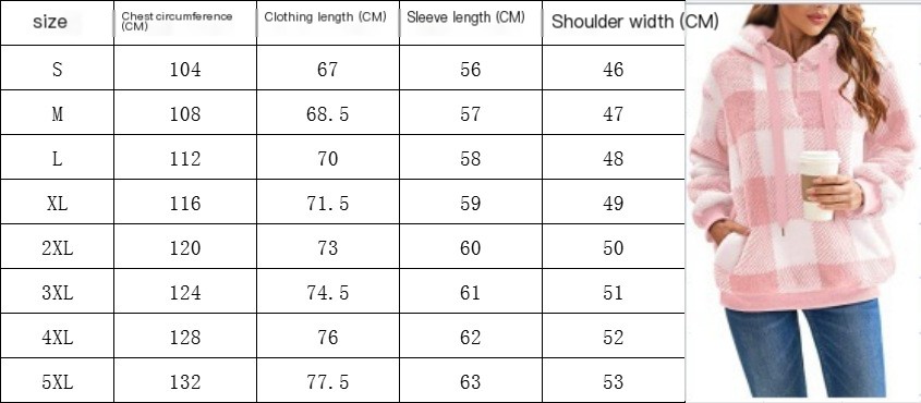 Women's Long-sleeved Hooded Plaid Plush Sweater