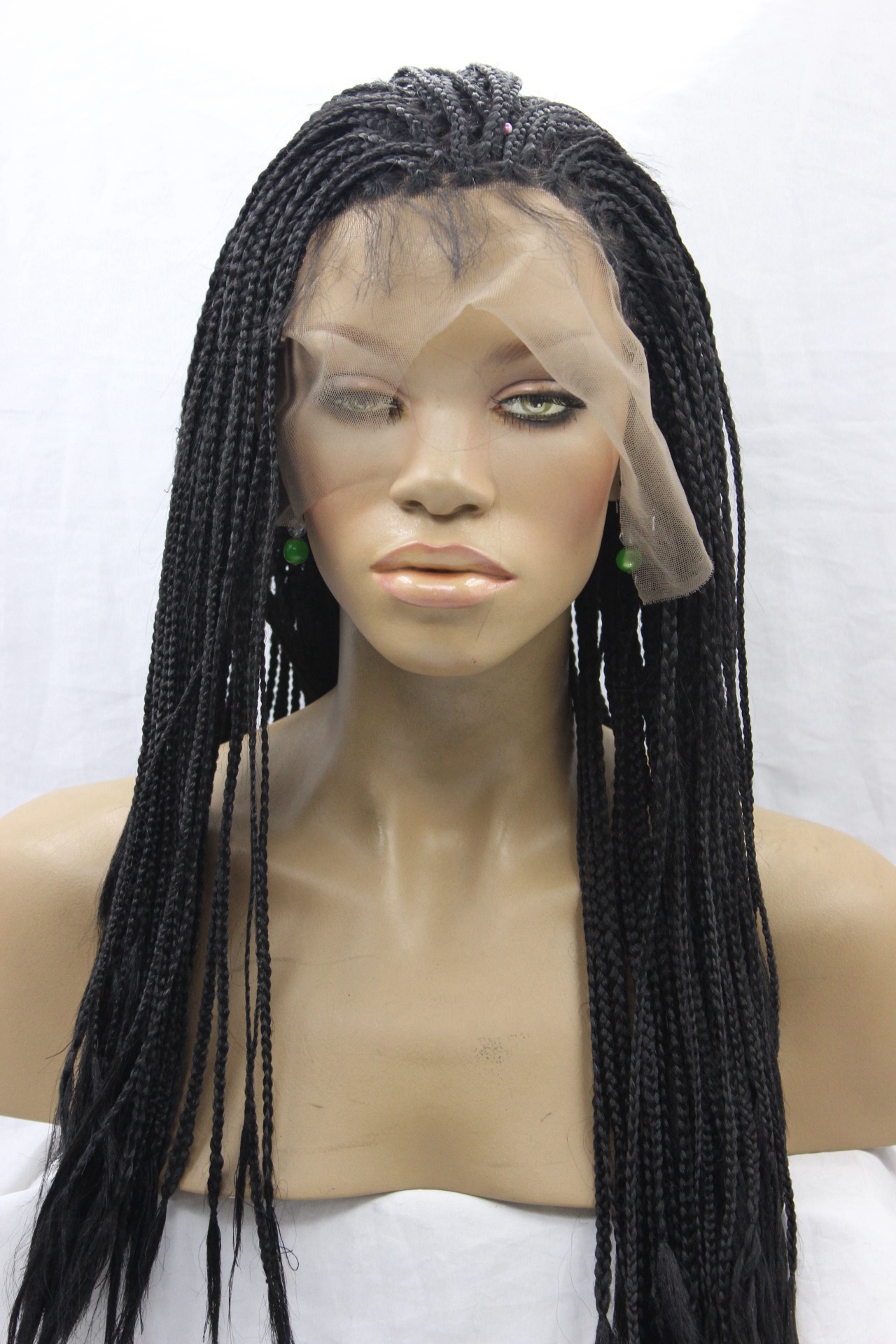 Black Braided Lace Front Synthetic Wig Image 1