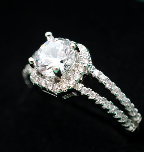 S925 Silver Transparent Crystal Ring