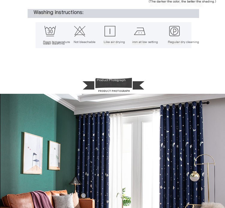Star and Moon Full Blackout Curtains