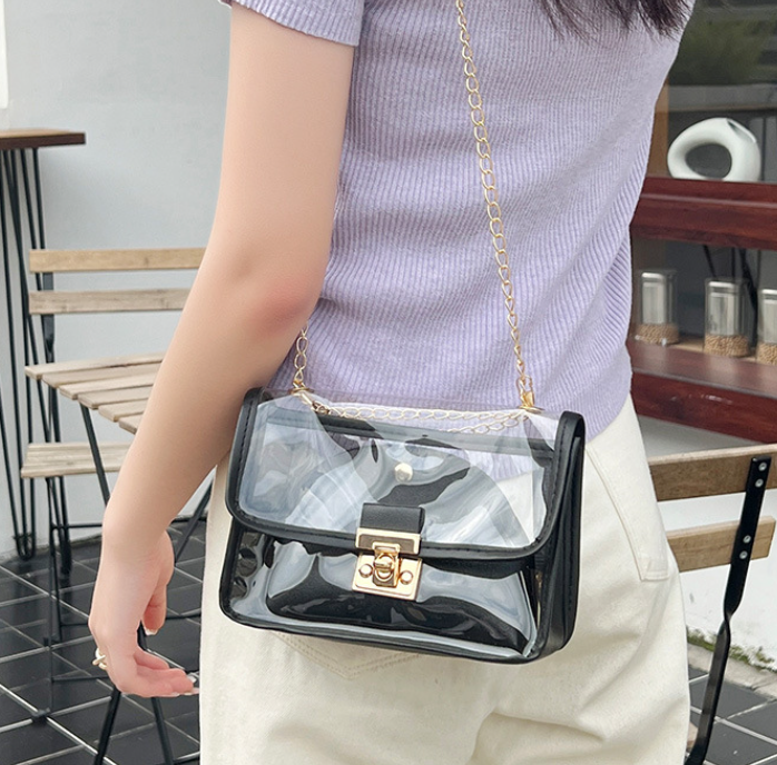 Transparent Jelly Shoulder Bag Black Color