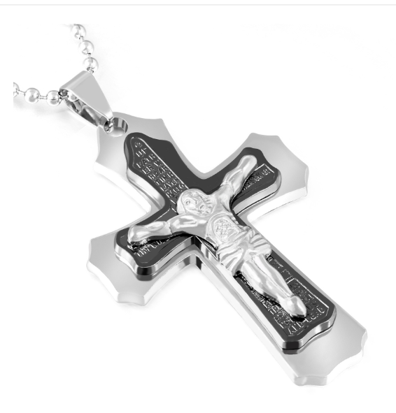 2020 Titanium Steel Multi-Diamond Cross Necklace