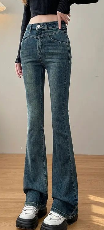 Women's Cotton Jeans - Black Gray