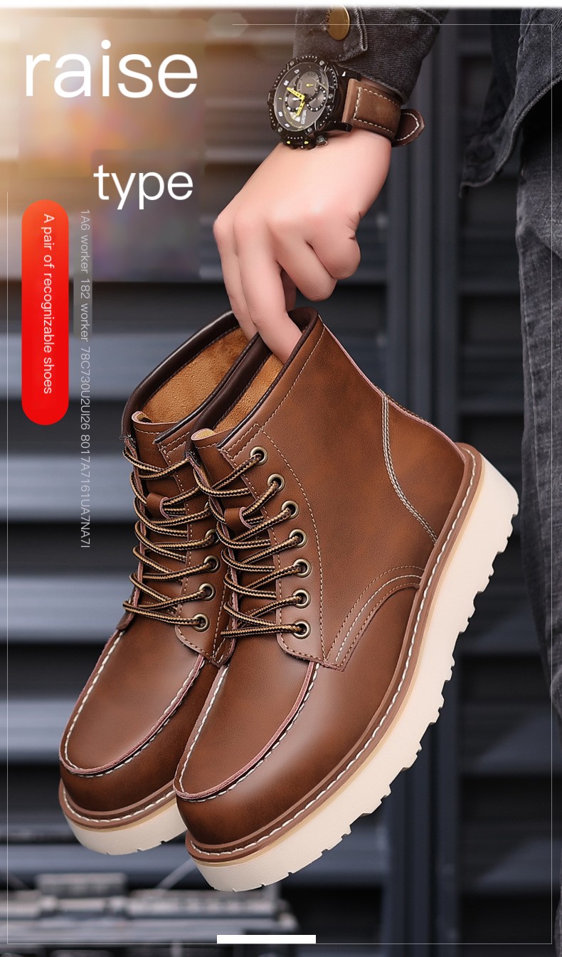 Mid-high men's British style tooling shoes 6