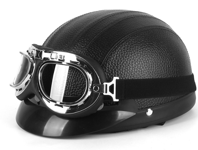 Half Helmet Coffee with Goggles