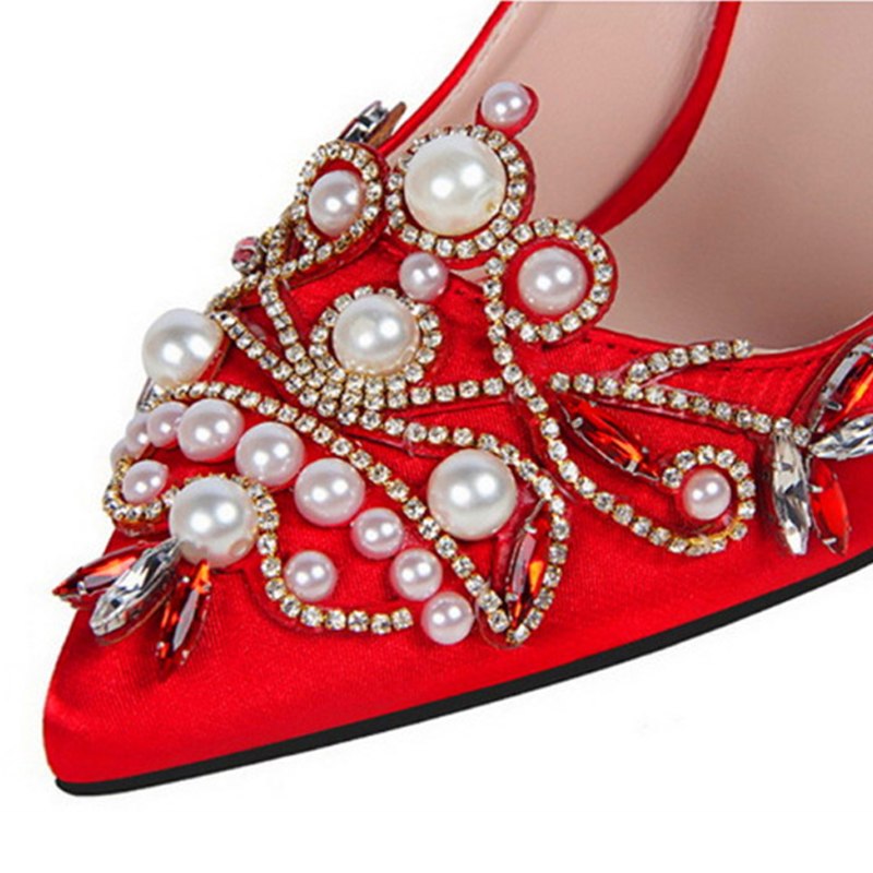 Satin Shoes with Rhinestones