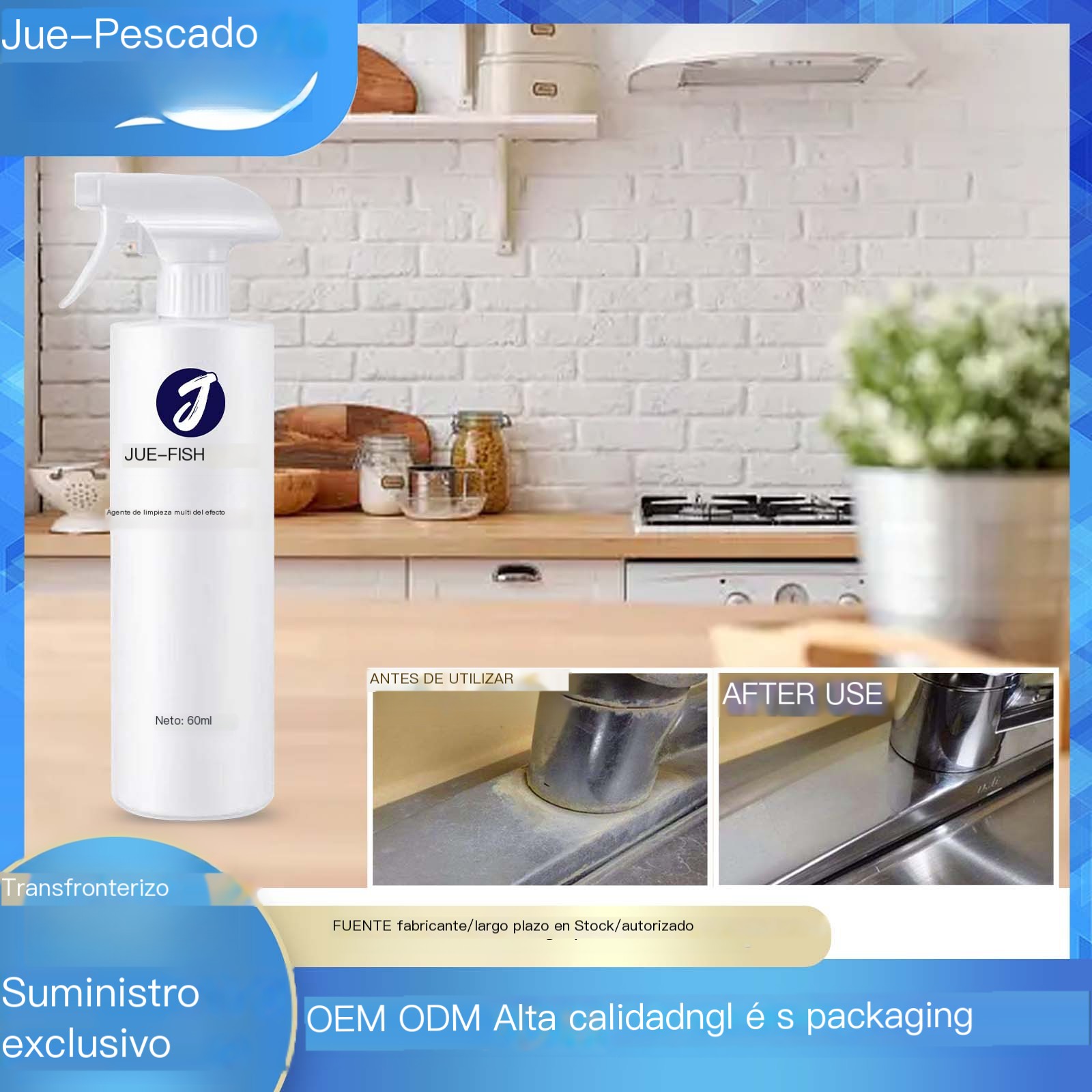 Jue-Fish disposable multi-functional cleaner kitchen stove bathroom wash basin decontamination oil stain remover image