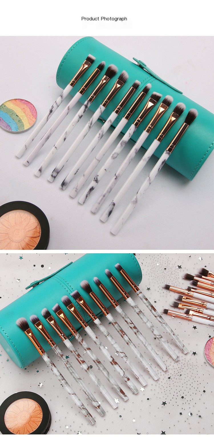 10-Piece Marble Eye Makeup Brush Set