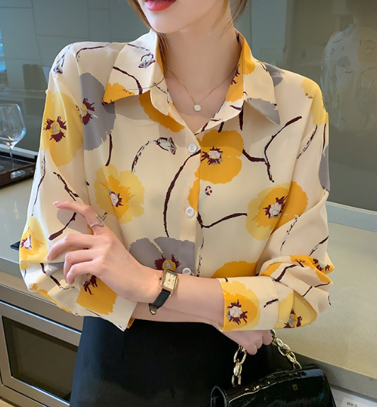 Autumn Chiffon Shirt - Orange